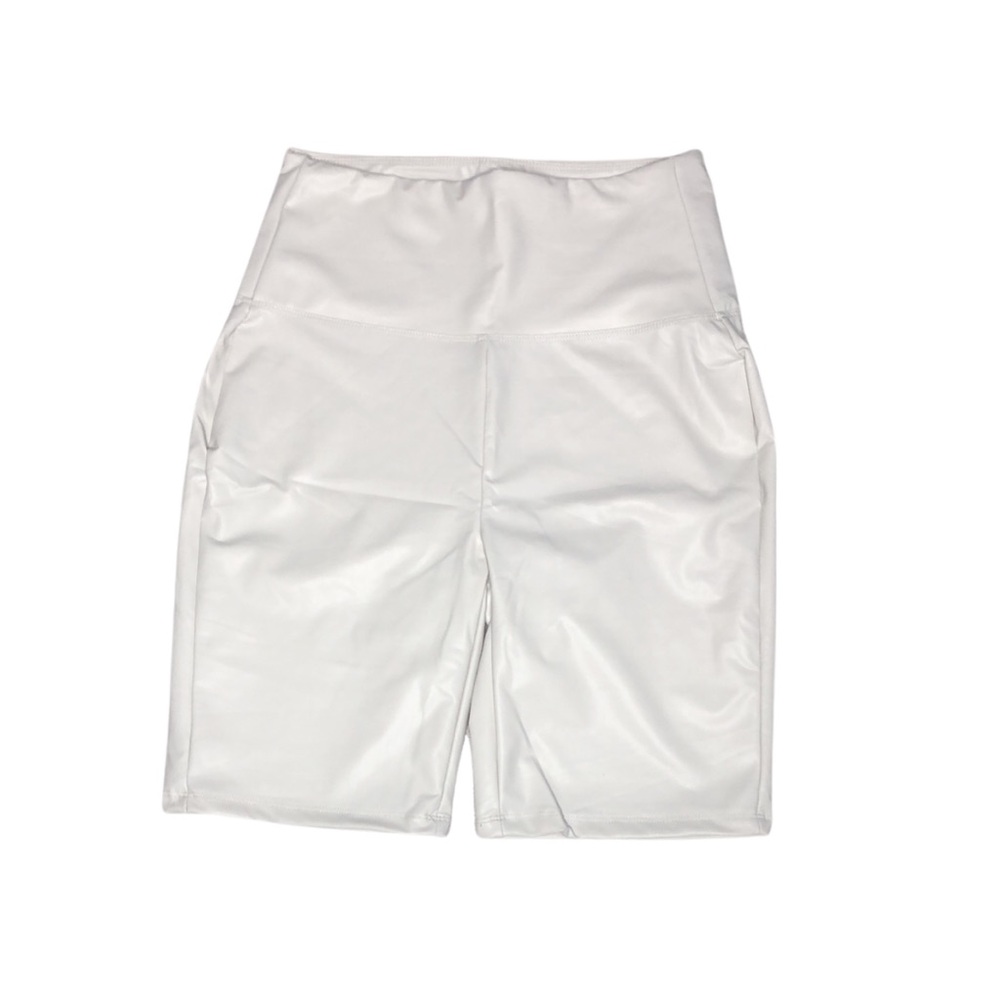 Women's Faux Leather Shorts - White, Blush, Brown